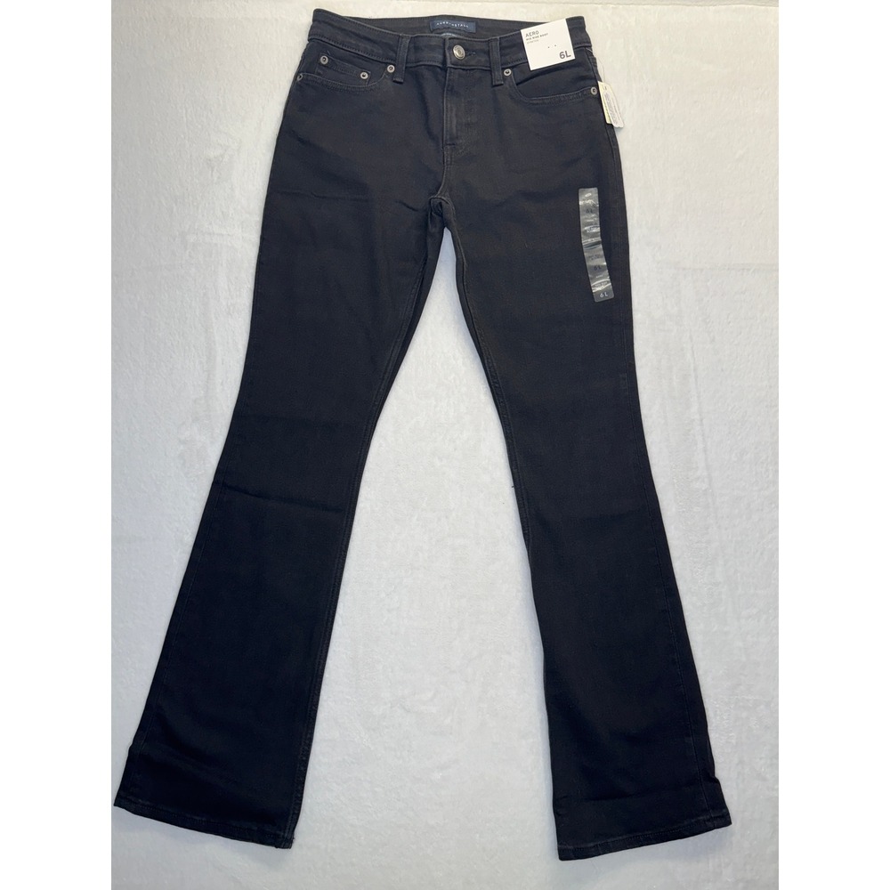 Aeropostale Jeans Women 6 Mid Rise‎ Boot Stretch Long Black Denim